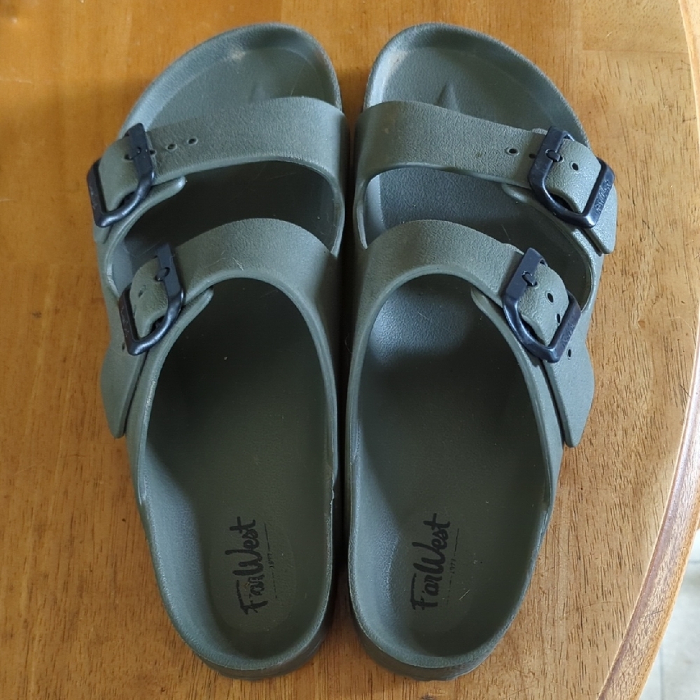 Waterproof Olive Green Double Strap Sandals